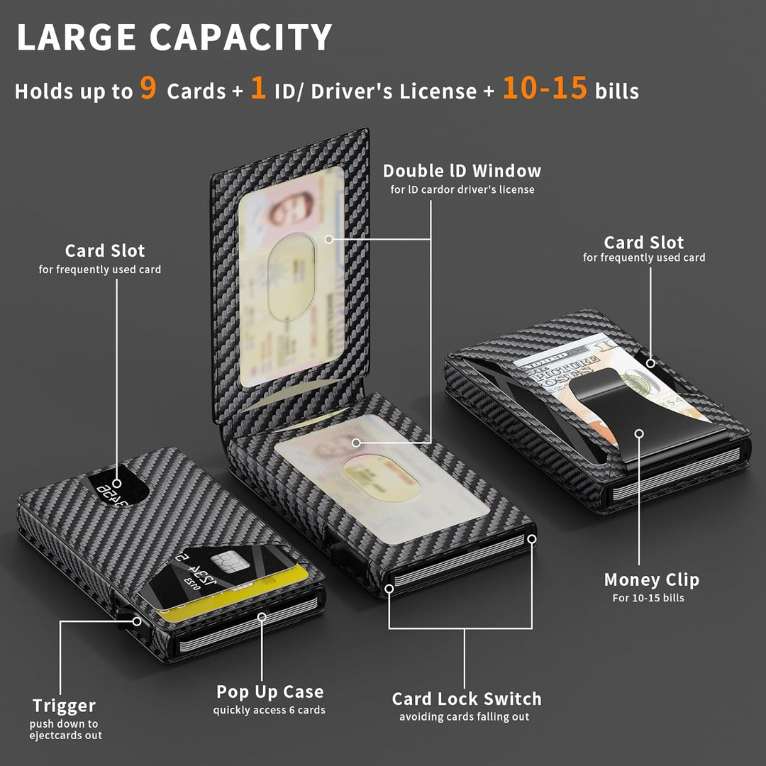 KISUEDZP Cartera delgada para hombres con bloqueo RFID, soporte de...