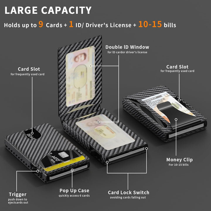 KISUEDZP Cartera delgada para hombres con bloqueo RFID, soporte de...
