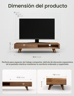 Soporte Elevador para Monitor de Madera de 24" con Puerta Deslizante y Gestión de Cables