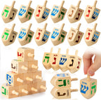 Libima 100 Dreidels de madera natural de Hanukkah Dreidels para decoración de fiestas de Hanukkah, proyectos, manualidades, suministros de fiesta familiar (2.7 pulgadas)