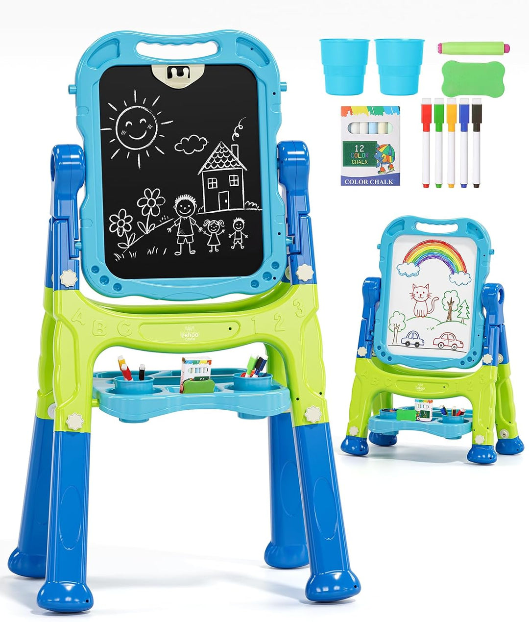 Lehoo Castle Caballete para niños, caballete de arte 4 en 1 de dobl...