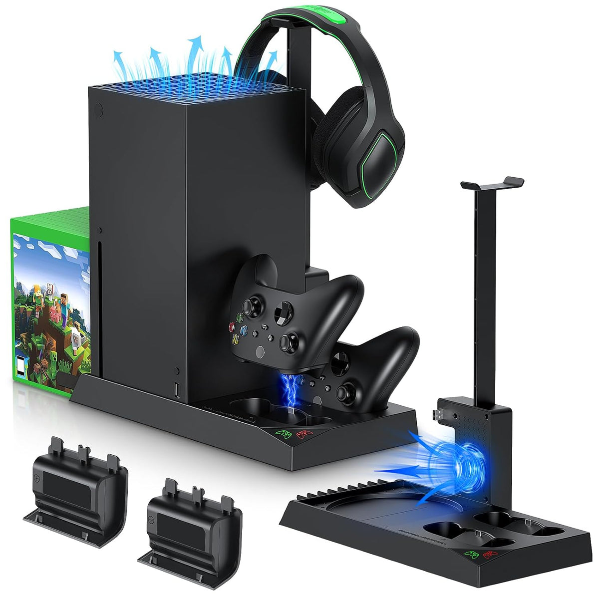 MENEEA Cooling Fan & carga Stand para Xbox Series X Console & Controller