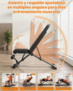AIRHOP Banco de entrenamiento plegable, banco de pesas FID de 90° a -30°