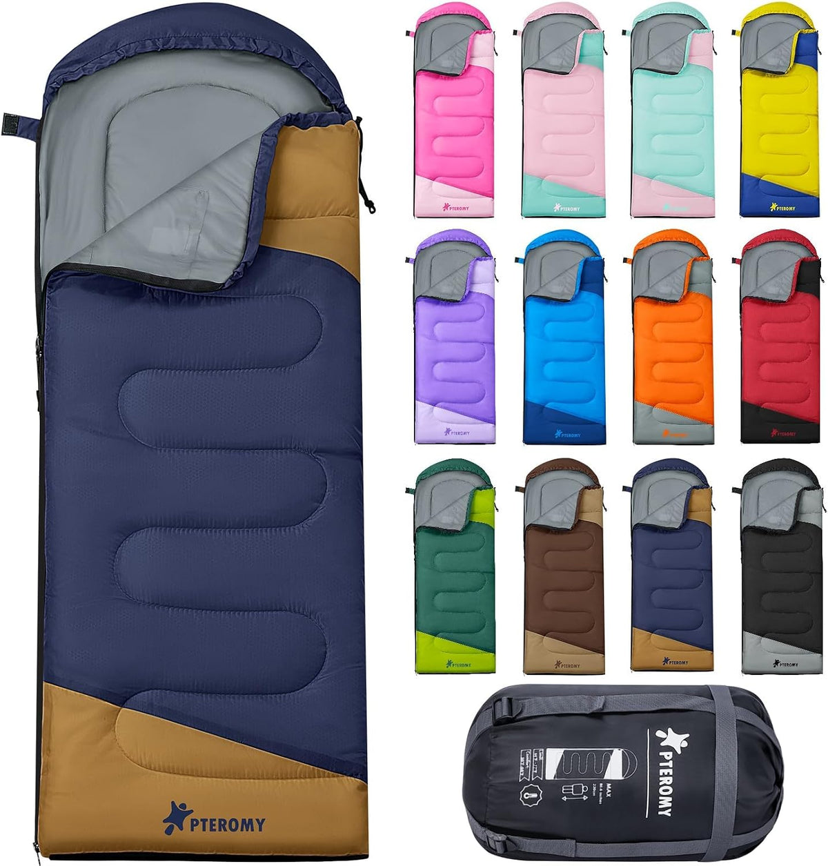 Sacos de Dormir para Adultos, Ultraligeros y Lavables a máquina, a Prueba de Agua para Senderismo, Camping y Mochila, para Clima Cálido y Frío, Esenciales de Camping para Viajar