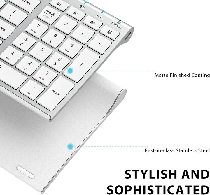 iClever BK10 Teclado Bluetooth, Teclado Inalámbrico Bluetooth 5.1 U...