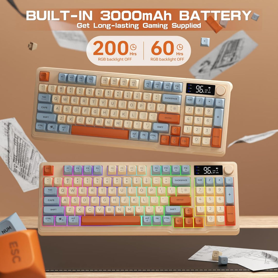LexonElec M96 Teclado Inalámbrico para Juegos, Control de Perilla B...
