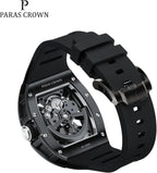 Paras Crown Relojes Automáticos para Hombre Caja de Acero Correa de Silicona Analógico 30M Resistente al Agua Reloj Mecánico Relojes de Moda para Hombre Relojes De Hombre