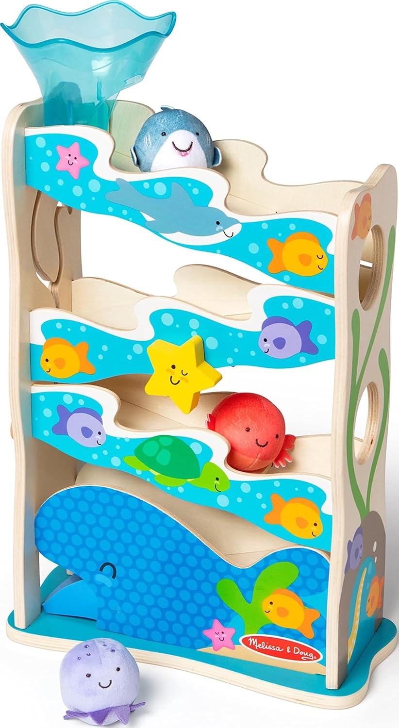 Melissa & Doug Rollables Wooden Ocean Slide Infant & Toddler Toy