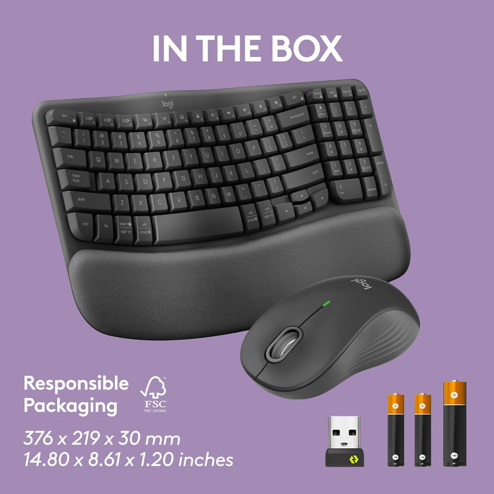 Logitech Wave Keys MK670 Combo, teclado ergonómico inalámbrico con...