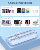 AsperX Paquete de 2 cargadores portátiles de 10000 mAh con cables i...