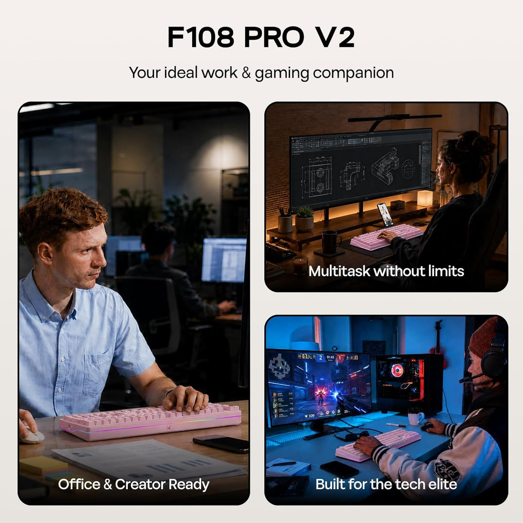 EPOMAKER X Aula F108 PRO V2 - Teclado inalámbrico para juegos con b...