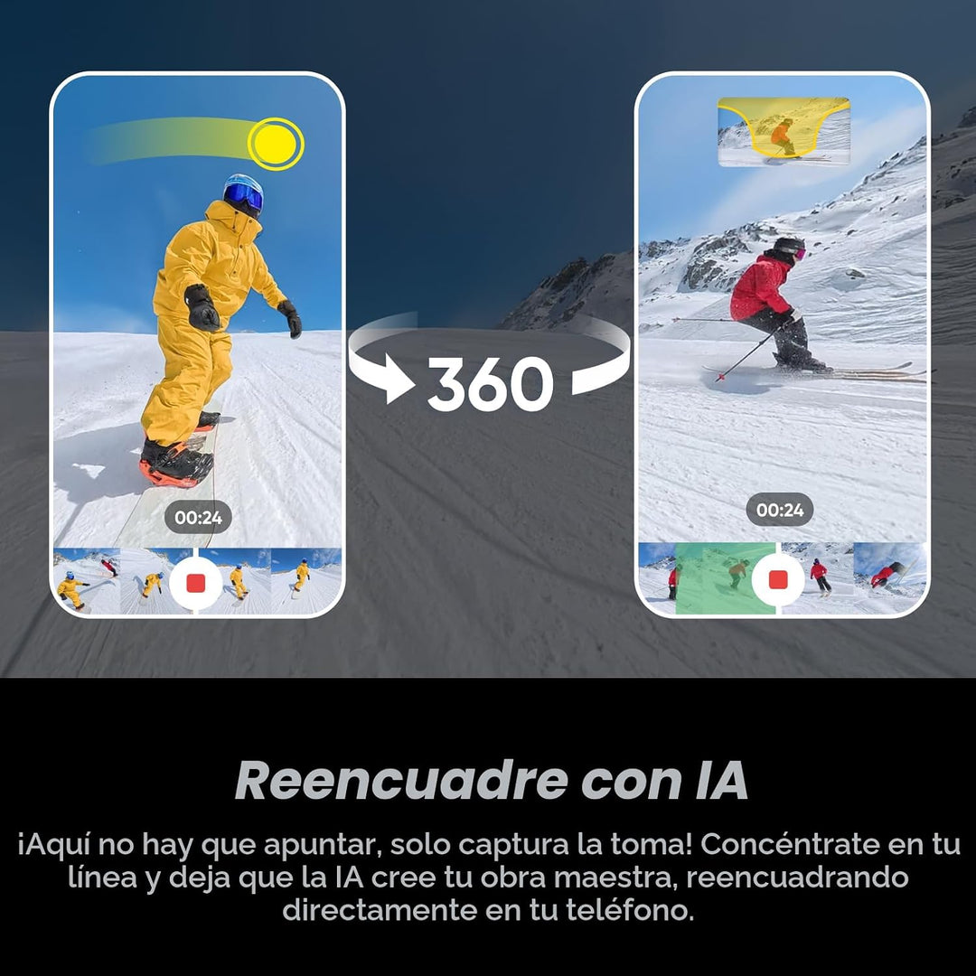 Insta360 Paquete de esquí X5 - Cámara impermeable 8K 360, efecto se...