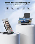 NANAMI Cargador inalámbrico rápido con cargador de teléfono USB, soporte de carga certificado Qi con adaptador QC3.0 7.5W compatible con iPhone 15/14/13/12/11, 10W para Samsung Galaxy