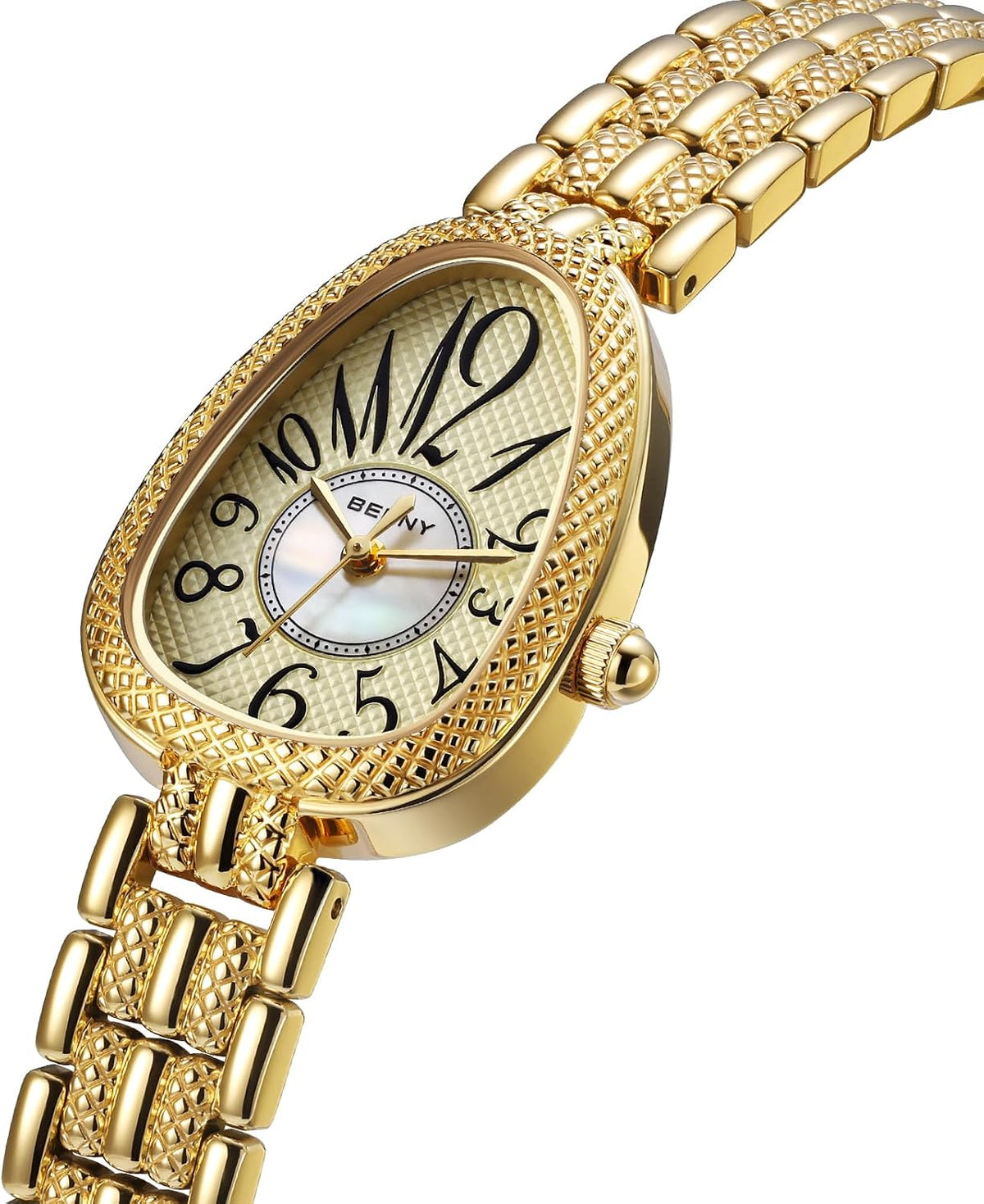 BERNY Relojes dorados para mujer, delicado reloj de pulsera para mujer, reloj vintage de la serie Serpiente, regalos de cumpleaños de lujo, movimiento de cuarzo japonés, todo acero inoxidable