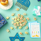 Wettarn 100 piezas de dreidels de Hanukkah a granel Dreidels de madera de Hanukkah con tarjetas de instrucciones del juego para el juego de fiesta (Tamaño 1, estilo clásico)