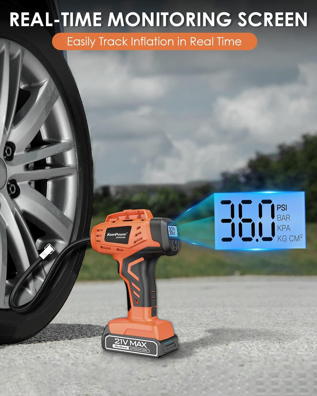KeenPower Compresor de aire para inflador de neumáticos, bomba de n...