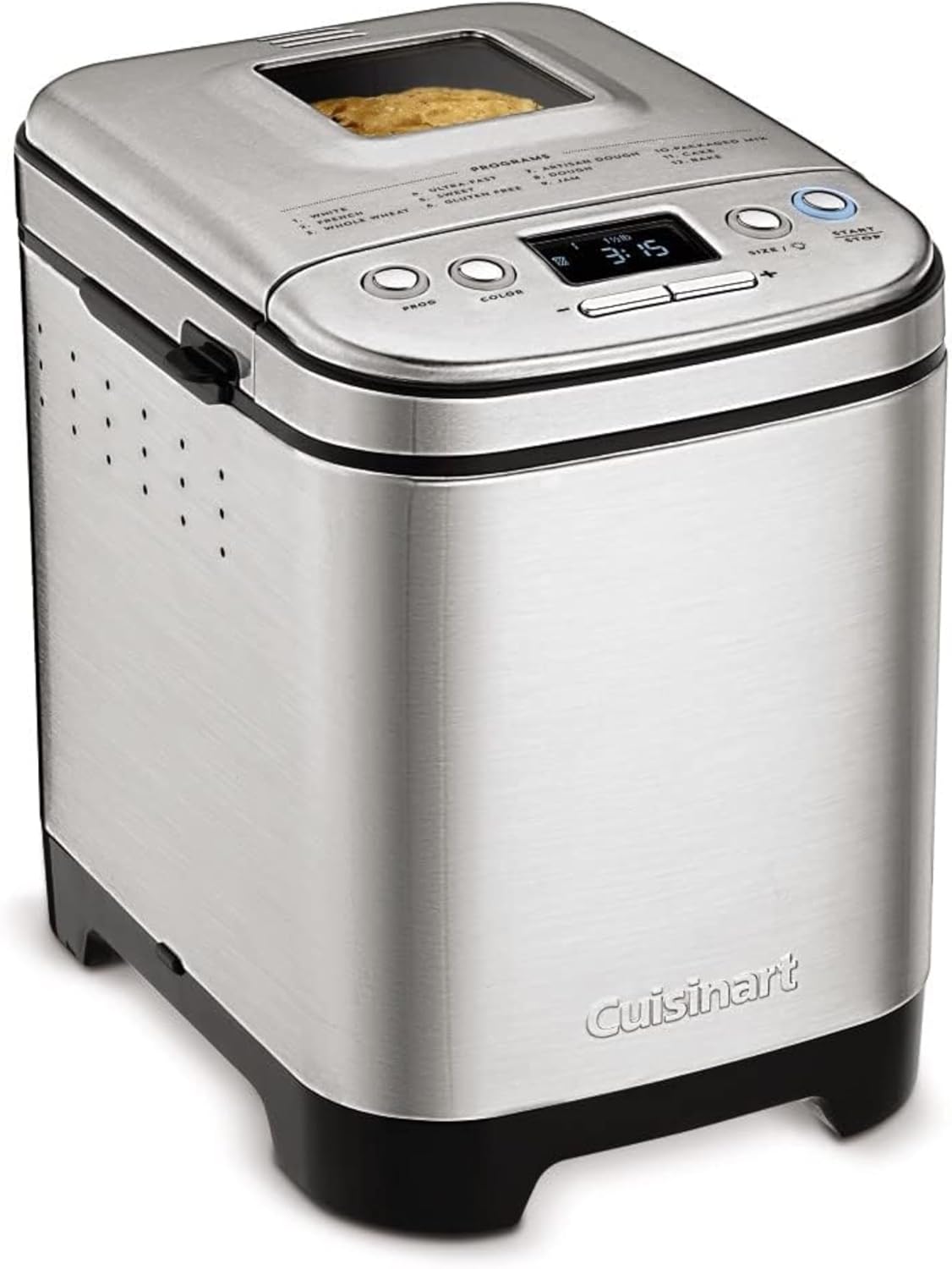 Panificadora Cuisinart, Acero inoxidable, 12 programas, Hasta 2 lb