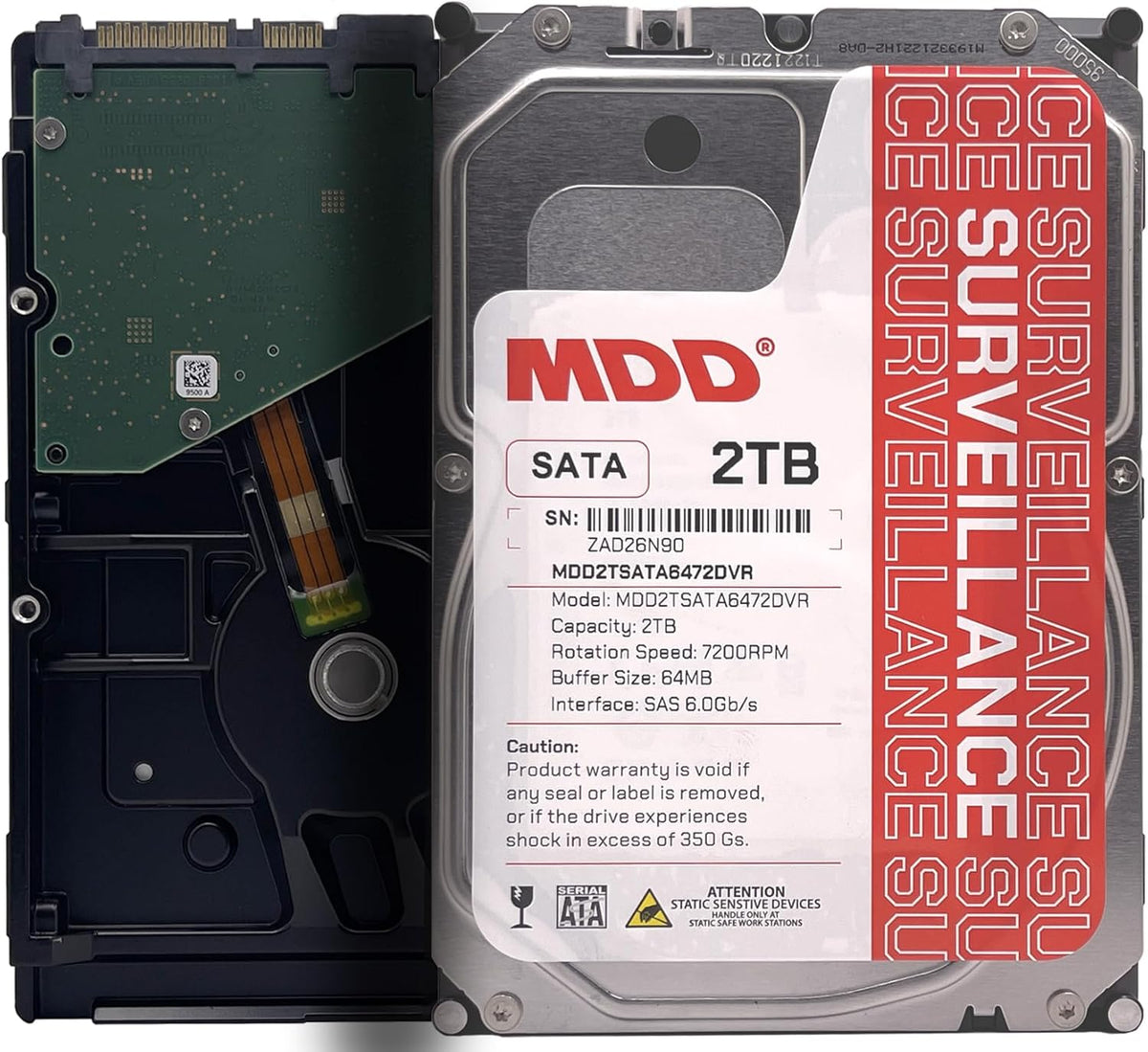 MDD 2TB 64MB caché 7200RPM SATA 6.0Gb\/s 3.5inch disco duro de vigi...