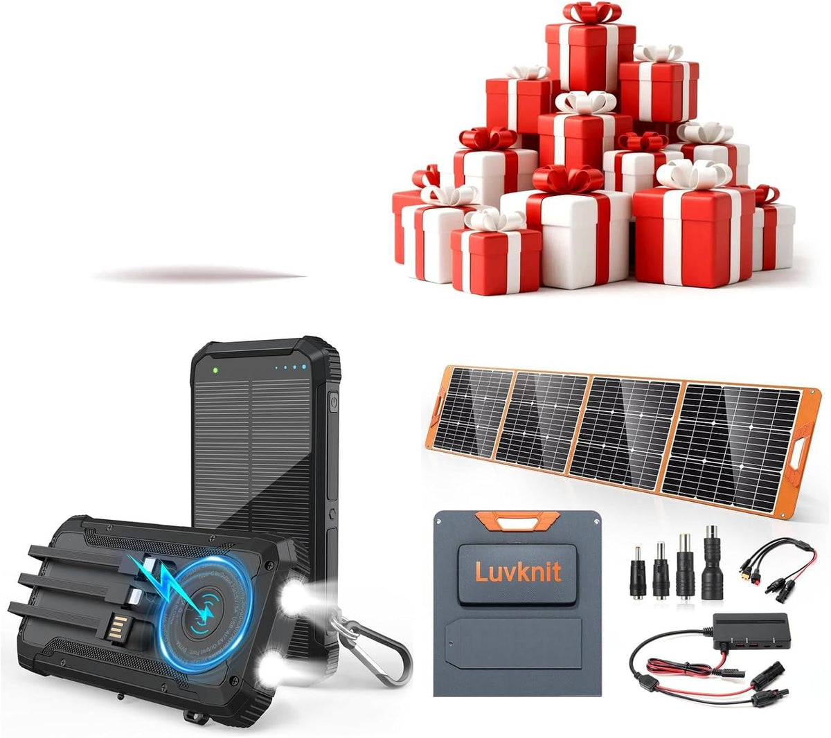 Luvknit Banco de energía solar 20000mAh y paneles solares 200Watt p...