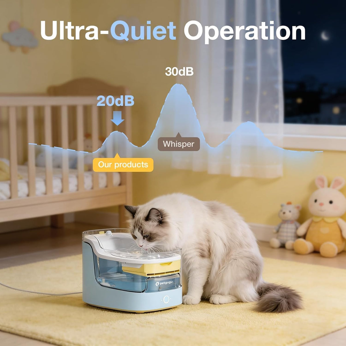 PETGUGU Fuente de agua AI para gatos, monitoreo de aplicaciones, fuentes de mascotas para gatos en interiores con 8 capas de filtros de fuente para gatos, bomba inalámbrica ultrasilenciosa, fuente de