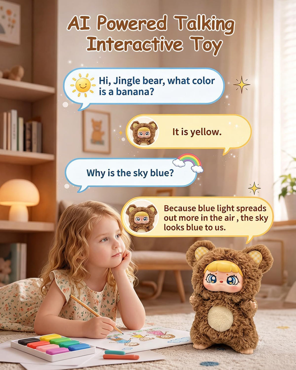 Juguete de peluche inteligente con inteligencia artificial, animal de peluche interactivo para niños de más de 3 años, robot emo sin pantalla, aplicación con múltiples idiomas conmutables
