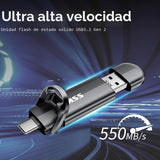 SSK Unidad SSD externa de 256 GB de hasta 550 MB\/s Dual USB C+A 3....