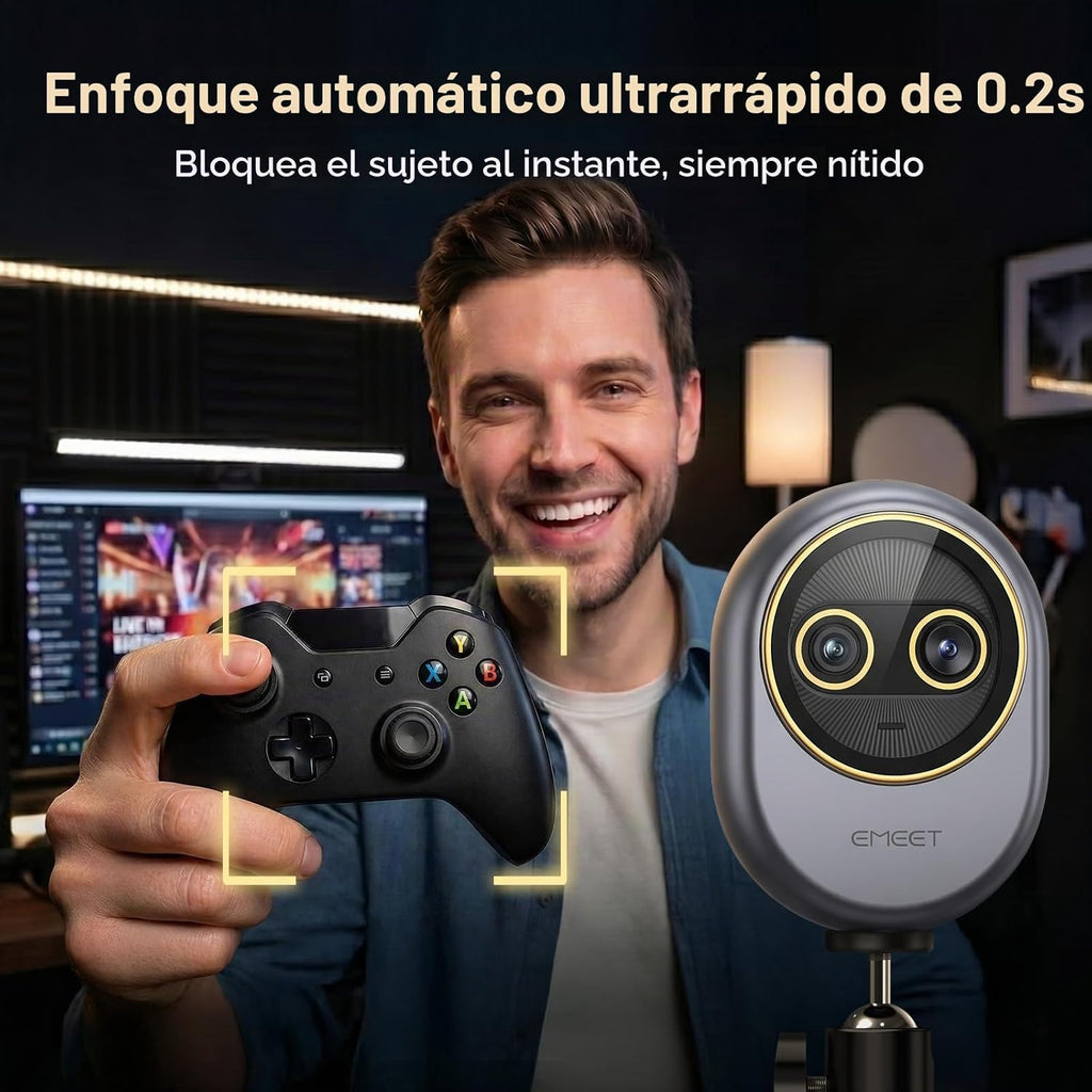 EMEET Cámara web 4K de doble cámara Piko para transmisión, gran angular y