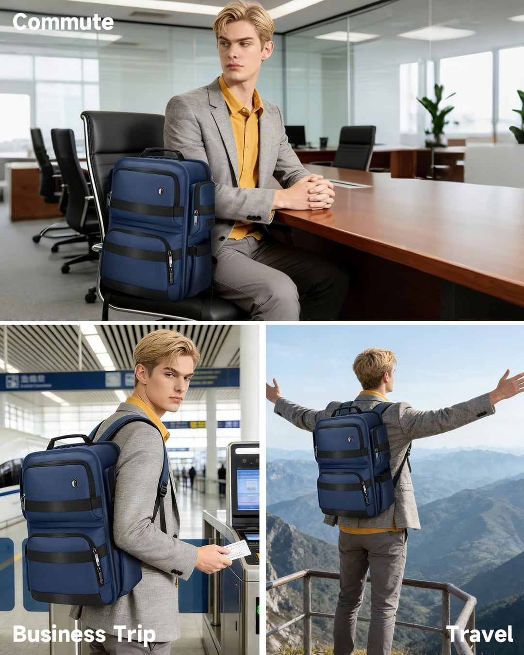 RoyalAnt Mochila de trabajo para hombres, mochila para laptop de 17...