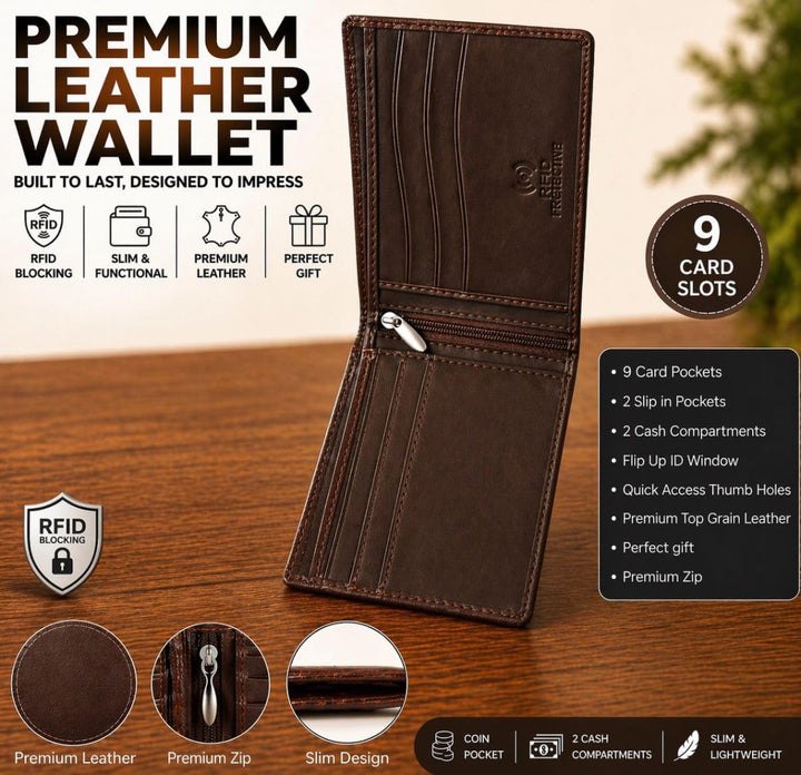 Cartera de cuero para hombre - Bloqueo RFID, delgada y elegante con...