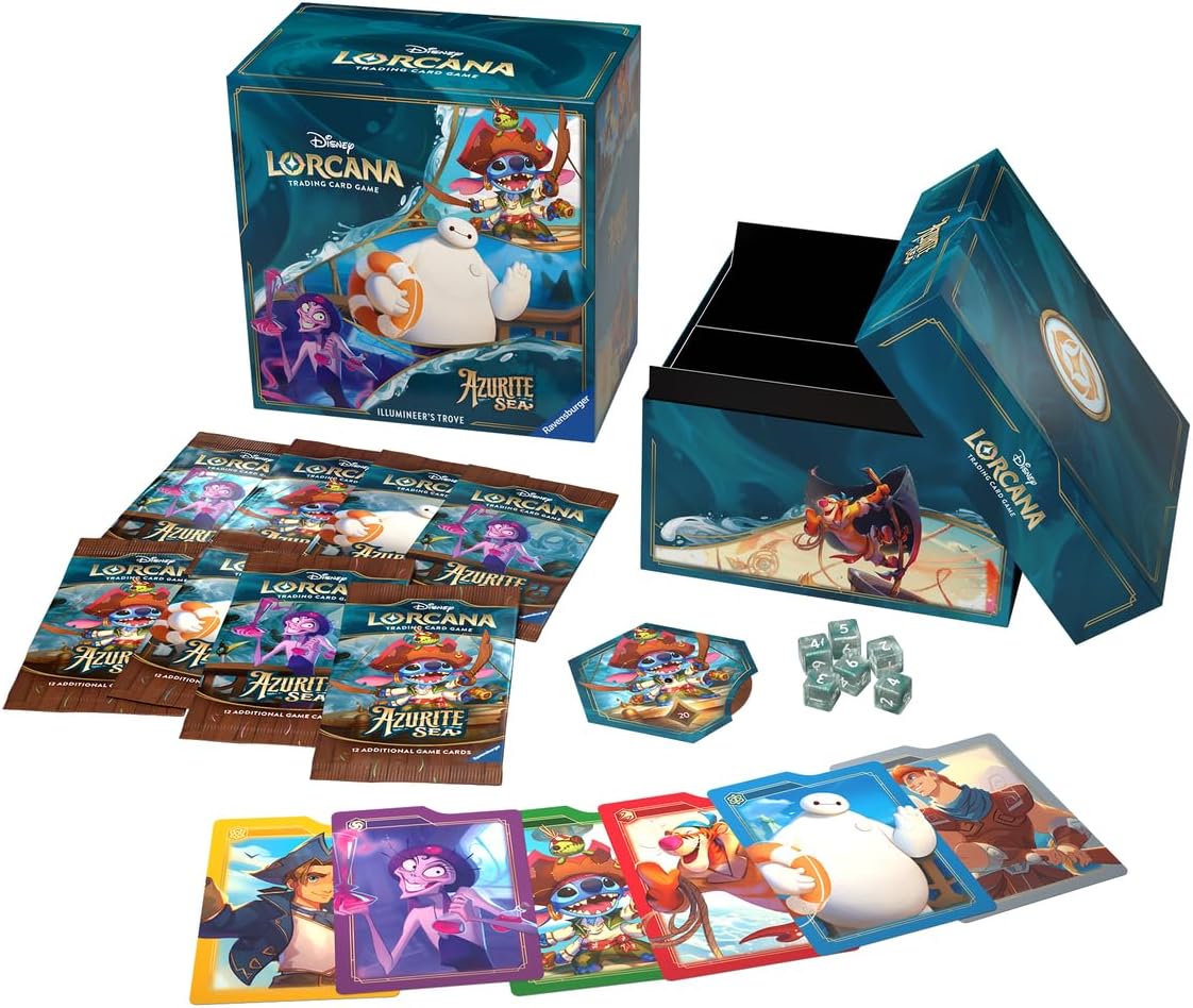 Ravensburger Disney Lorcana TCG: Azurite Sea Illumineer's Trove | Almacenamiento seguro de tarjetas | Incluye paquetes de refuerzo y guía completa | Obras de arte originales de Disney | A partir de 8 años