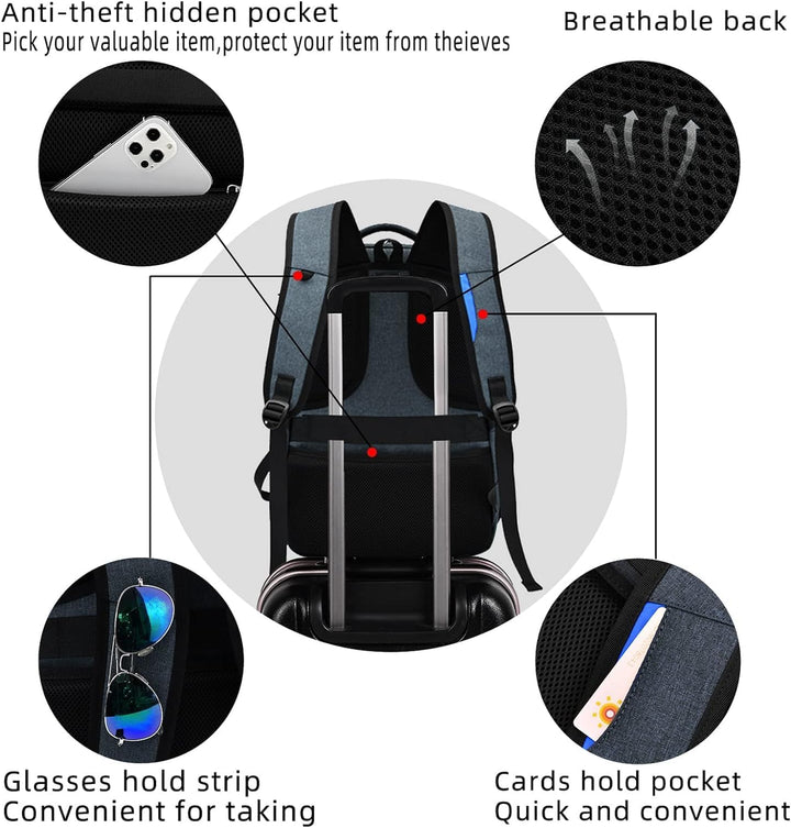 DUSLANG Mochila para laptop de 17 pulgadas para viajes con mochila...