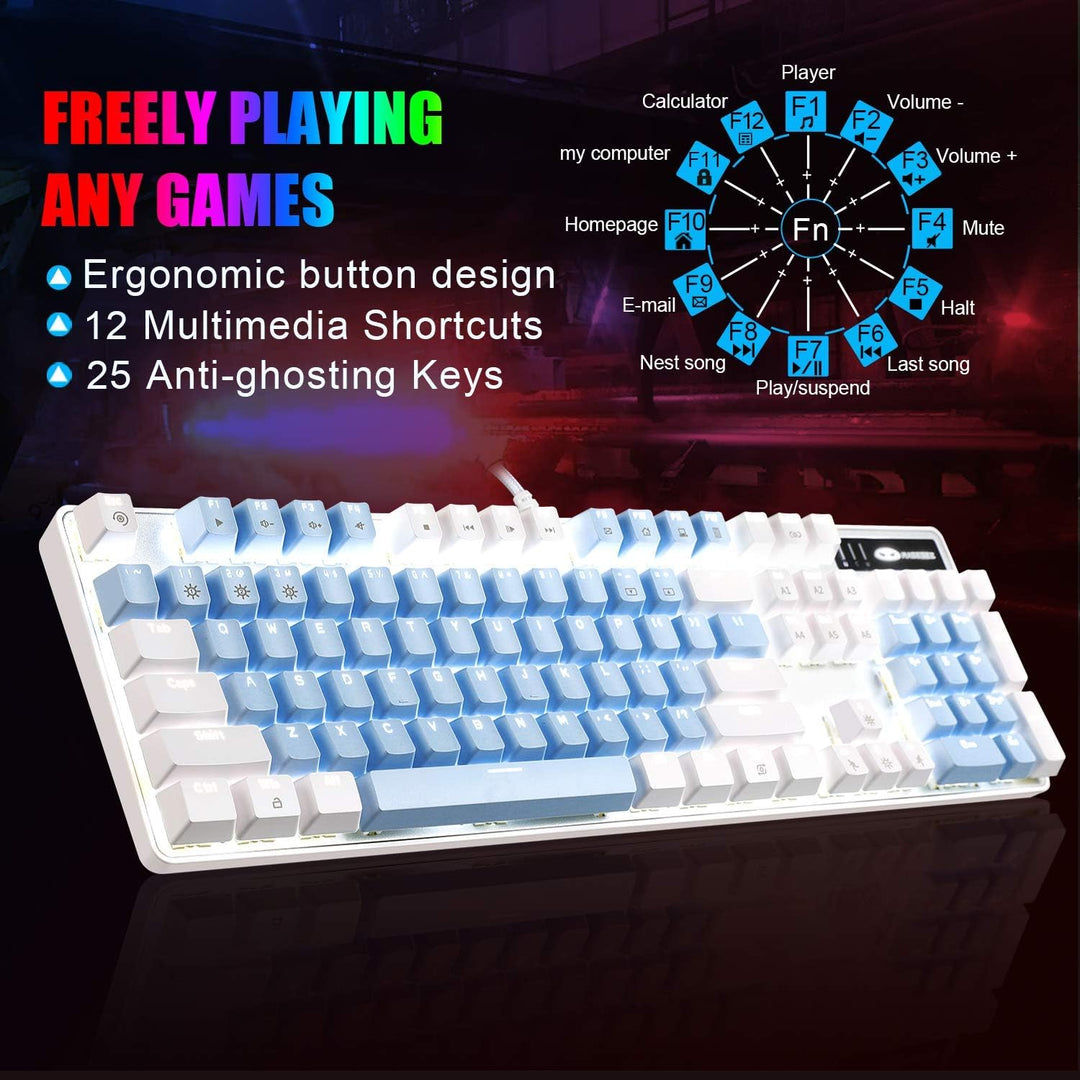 MageGee Teclado mecánico para juegos, 104 teclas, teclados mecánico...