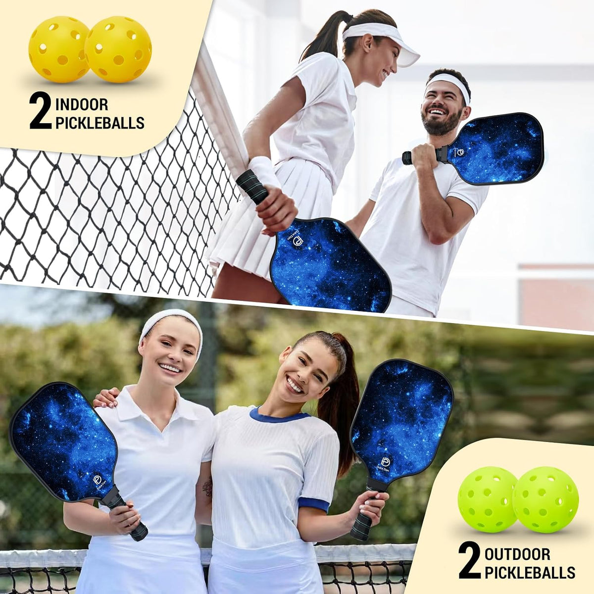 DULCE DOM Juego de 2/4 palas de pickleball - Aprobado por USAPA