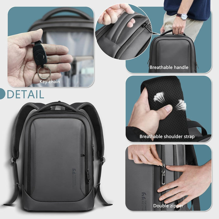 hk Mochila para laptop para hombres con puerto de carga USB para ne...