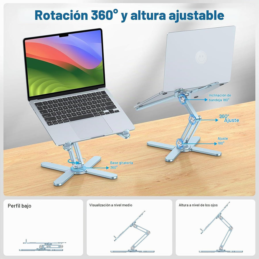 OMOTON Soporte elevador giratorio de 360° para laptop, soporte ergo...