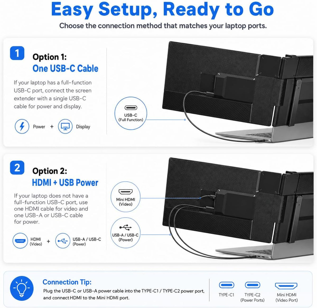 Extensor de pantalla para laptop, monitor portátil ultraportátil y...