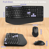 Combo de teclado y mouse inalámbricos, teclado ergonómico con 6 tec...