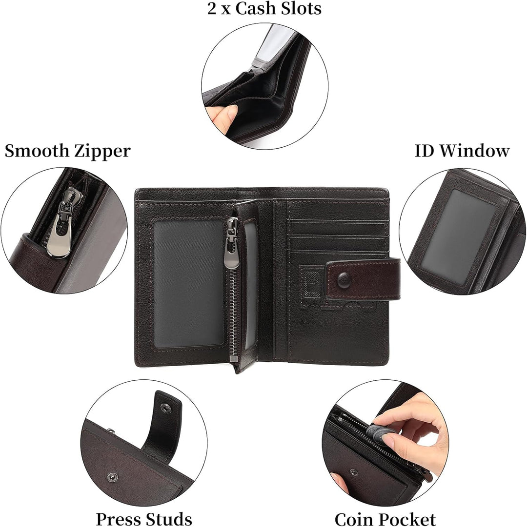 GAEKEAO Billeteras de cuero genuino para hombre con cremallera, blo...
