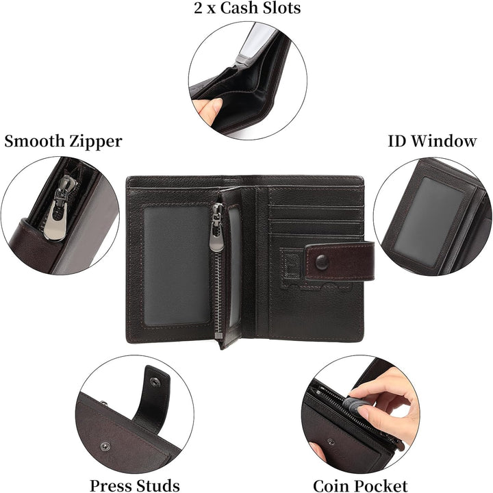 GAEKEAO Billeteras de cuero genuino para hombre con cremallera, blo...