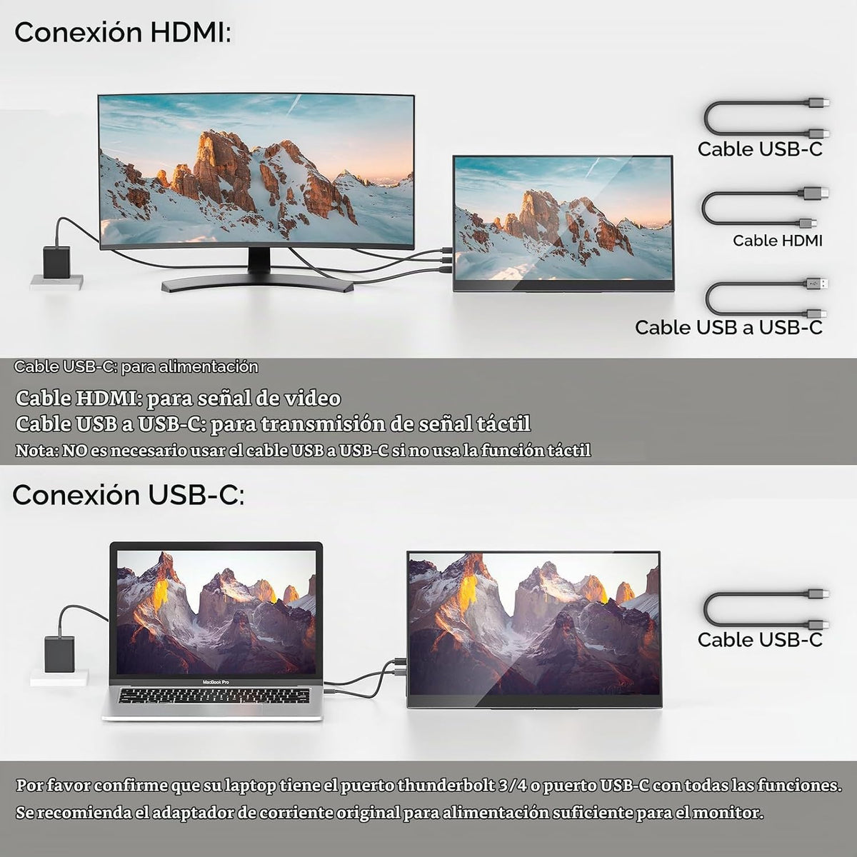 Upperizon Monitor portátil de 15.6 pulgadas 4K UHD 3840X2160 100000:1 100% DCI-P3 60Hz OLED pantalla táctil HDR HDMI USB-C Monitor de viaje para portátil MacBook PC Surface PS5 Xbox, pantalla externa con soporte