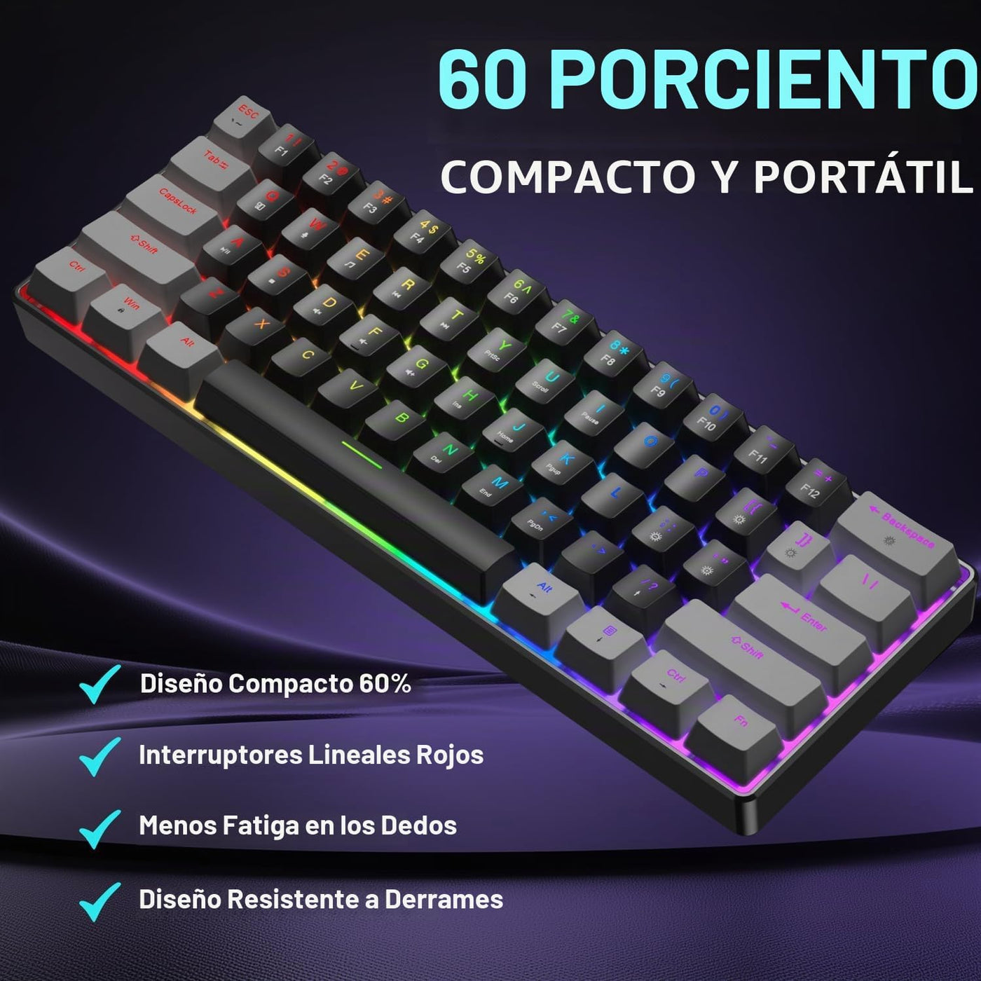 BlueFinger Combo de teclado y mouse mecánicos para juegos 60% \u201...