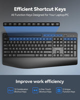 TECKNET Combo de teclado y mouse inalámbricos, teclado ergonómico d...