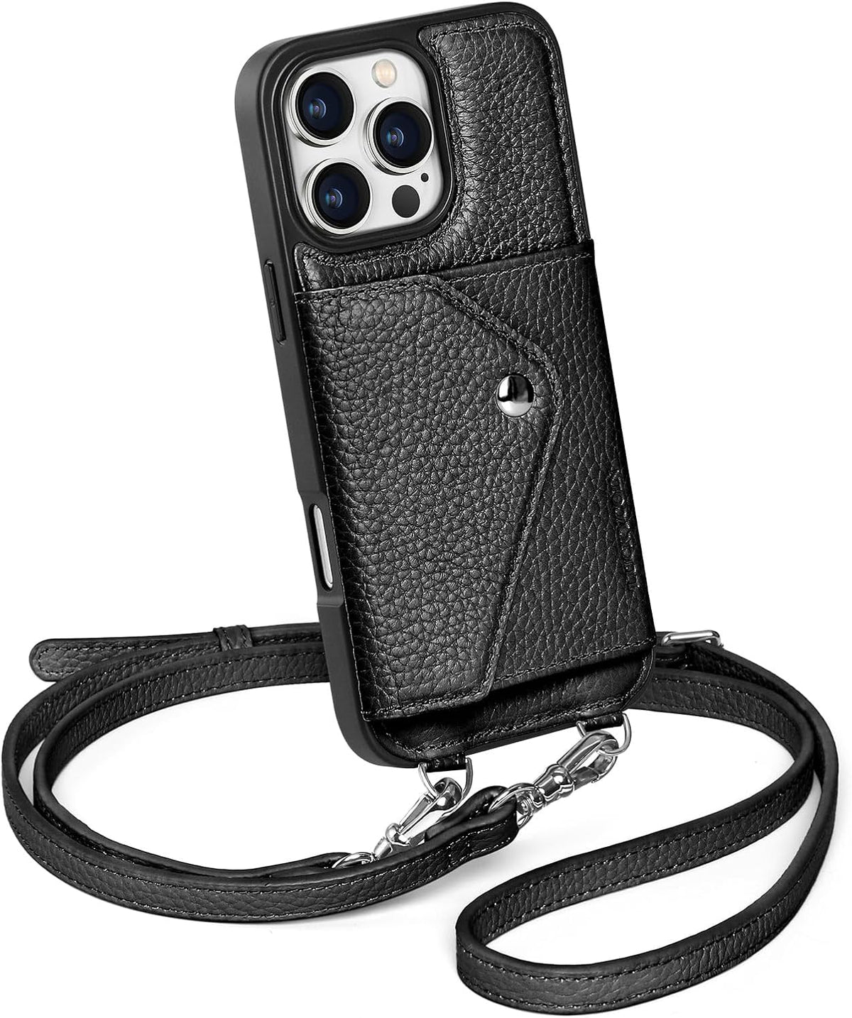 Funda cruzada de cuero genuino para iPhone 16 Pro Max