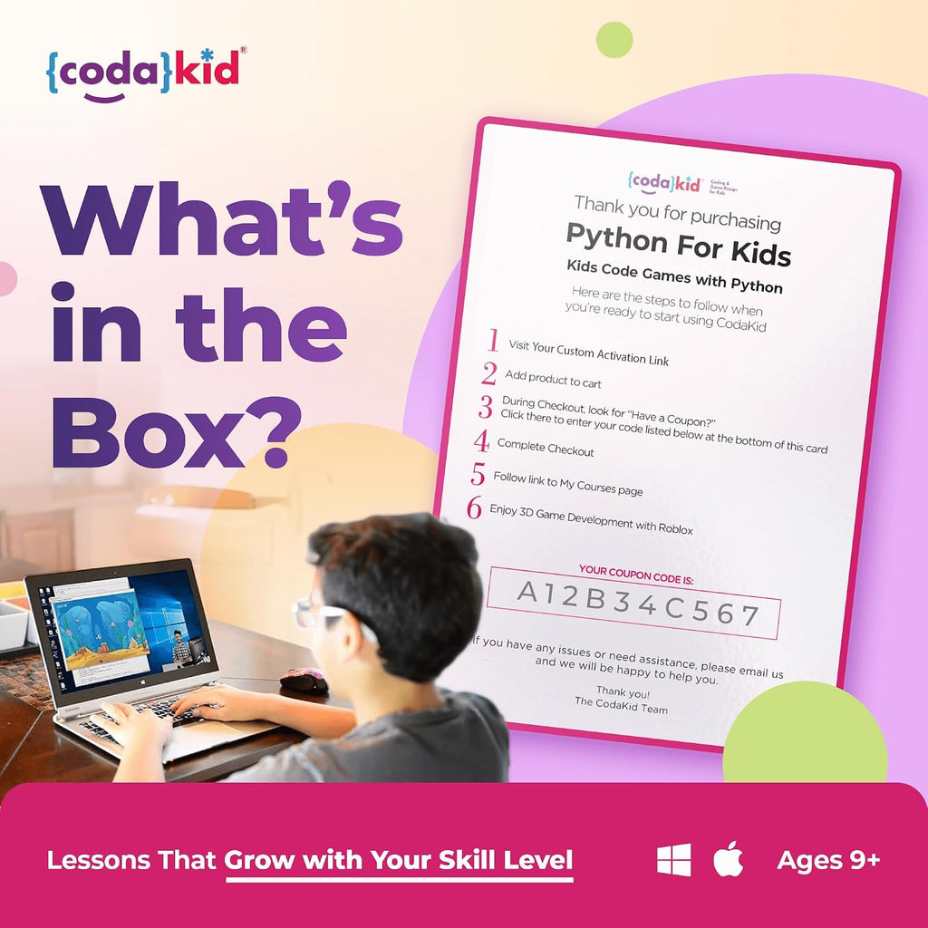 CodaKid Python Coding Box para Kids - Game Development & Computer Programming, Ages 10+ - Includes 12 Months Access & Online Mentor Support