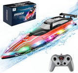 JOI MEW Barco RC para Niños con Luces LED, Barcos de Carreras de Co...
