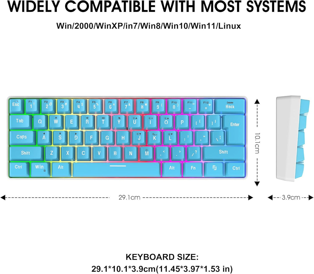 Snpurdiri Teclado para juegos 60% con cable, pequeño ultra compacto...