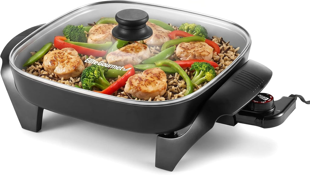 Elite Gourmet Sartén eléctrica de cerámica Ceralast™ sin PFAS de 12