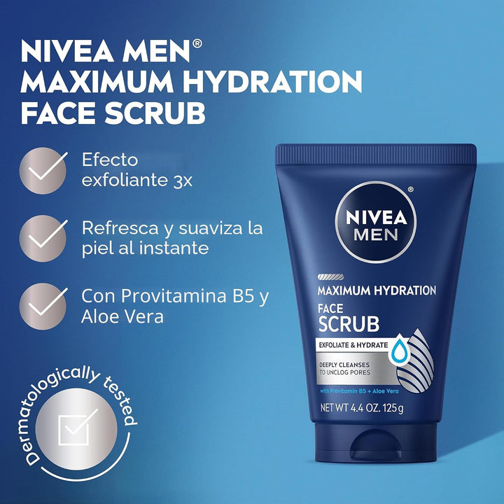 NIVEA MEN Exfoliante facial de limpieza profunda de hidratación máx...