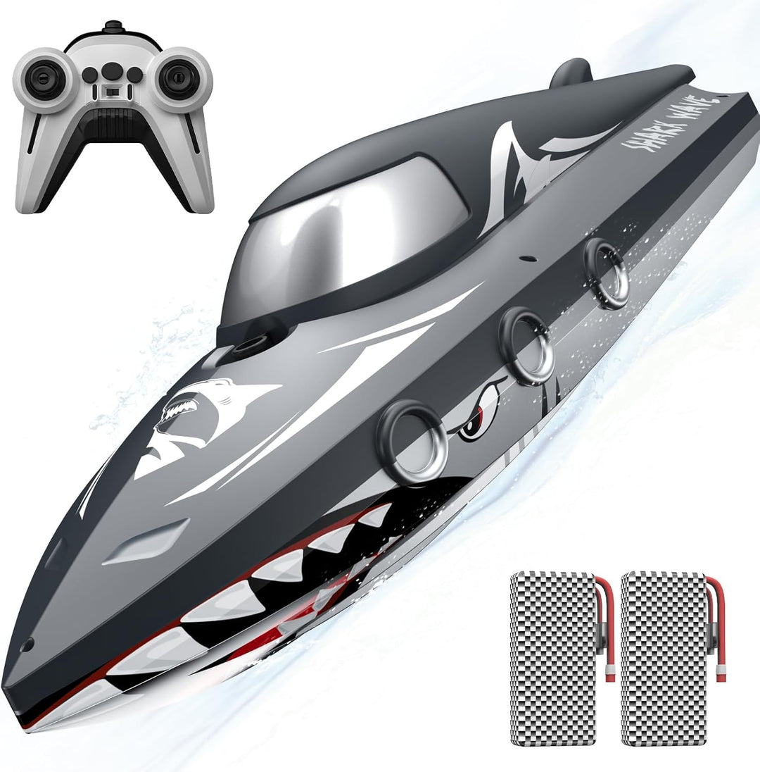 Barco RC de tiburón para niños y adultos, barco de carreras de cont...
