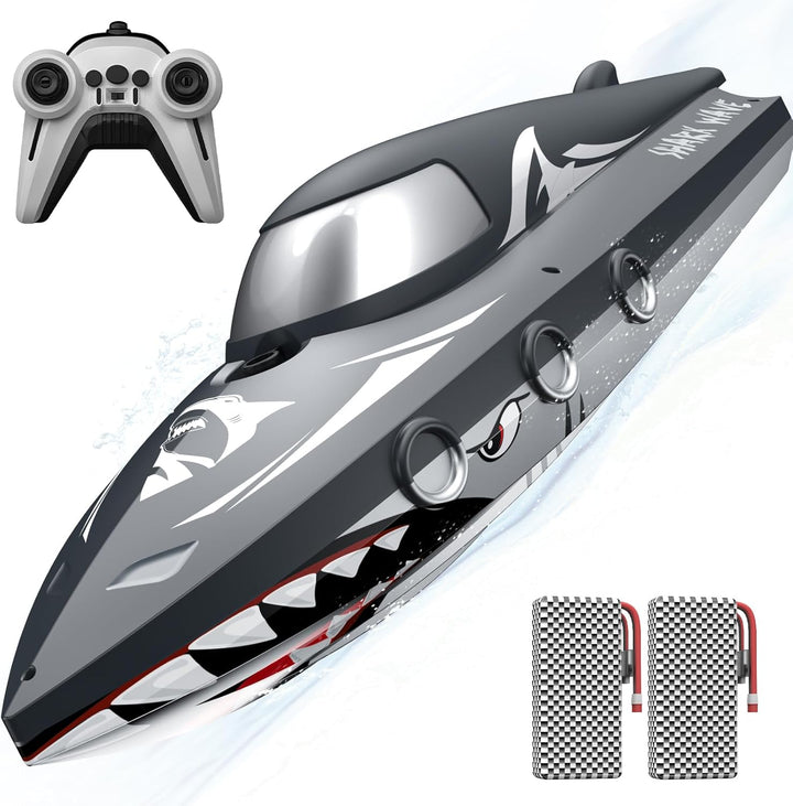 Barco RC de tiburón para niños y adultos, barco de carreras de cont...